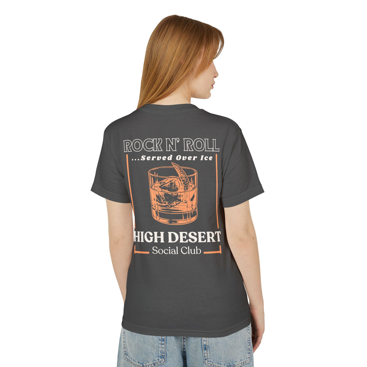 High Desert Social Club T-Shirt — "Rock N' Roll Served Over Ice" Vintage Whiskey Tee